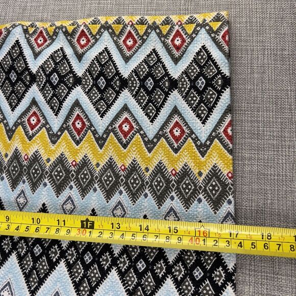 Ann Taylor Skirt Sz 0 Mini Tribal Aztec Print Black Yellow Red Side Zip Textured - Picture 14 of 14